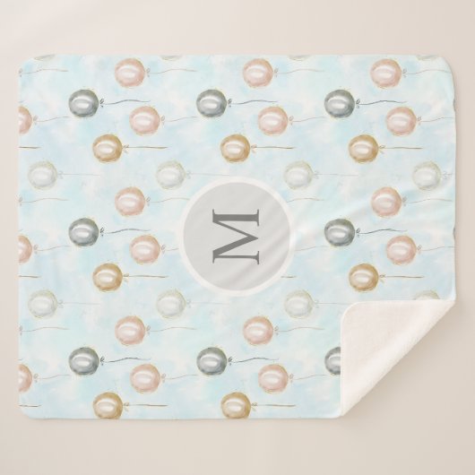 Aquarellballons in Himmelsmonogramm Sherpadecke (Vorderseite (Horizontal))