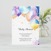 Aquarellballons Kinderdusche Einladung (Stehend Vorderseite)