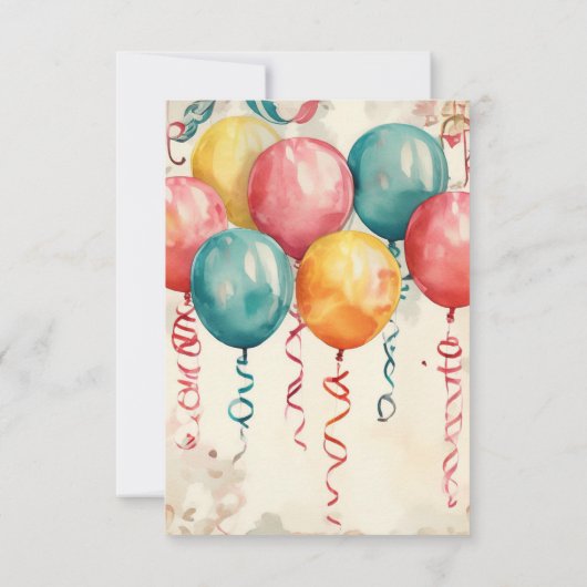 Aquarellballons Vintag Geburtstagskarte (Rückseite)
