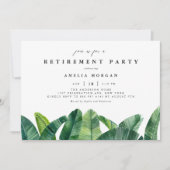 Aquarellbanana Palm Blätter Party für die Altersve Einladung (Vorderseite)