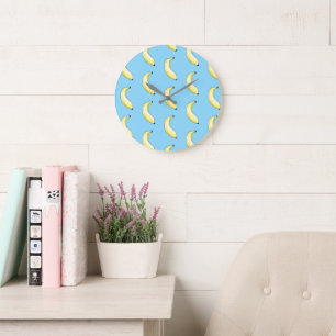 Aquarellbanane Große Wanduhr