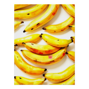 Aquarellbananen mit weißem Untergrund Poster