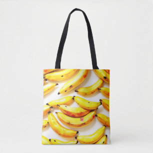 Aquarellbananen mit weißem Untergrund Tasche