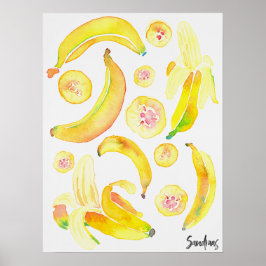 Aquarellbananen Poster