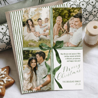 Aquarellband Grün Schleife Modern Foto Weihnachten
