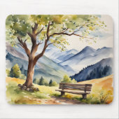 Aquarellbank und Gebirgslandschaft Mousepad (Vorne)
