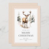 Aquarellbär Buck Deer Snowy Forest Weihnachten (Vorne/Hinten)