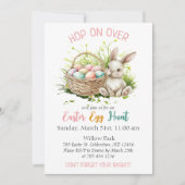 Aquarellbär Bunny + Basket|Ostereier Jagd Rosa Einladung (Vorderseite)