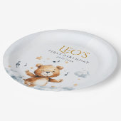 Aquarellbär Erste Geburtstagspulle Pappteller (Schrägansicht)