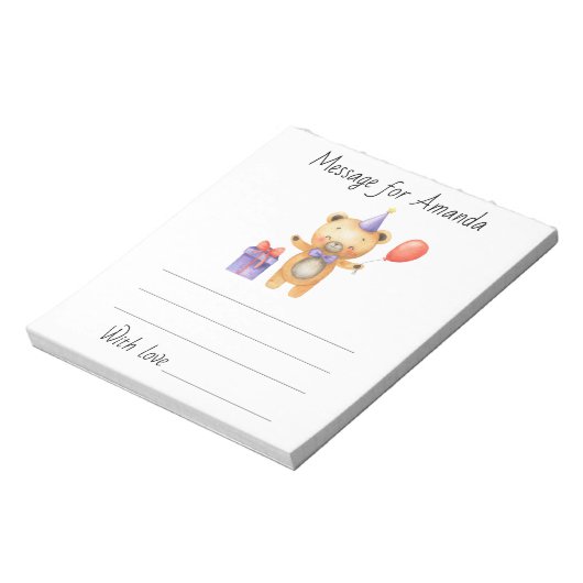 Aquarellbär Geburtstagszeitkapsel Notizblock (Rotiert)