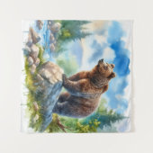 Aquarellbär in der Natur Wandteppich (Vorderseite (Horizontal))