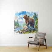 Aquarellbär in der Natur Wandteppich (Beispiel)