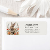 Aquarellbär Kaninchen und Blume Rücksendeadresse (Insitu)