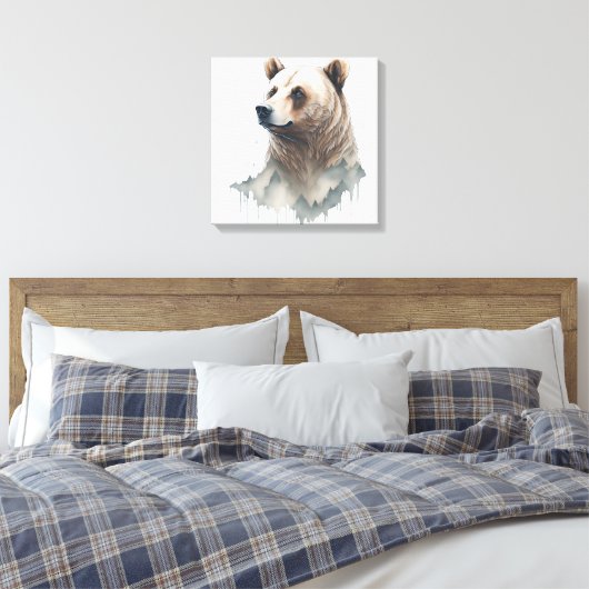 Aquarellbär Leinwanddruck (Insitu (Schlafzimmer))