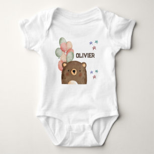 Aquarellbär mit Ballons Baby Bodysuit Baby Strampler