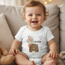 Aquarellbär mit Ballons Baby Bodysuit