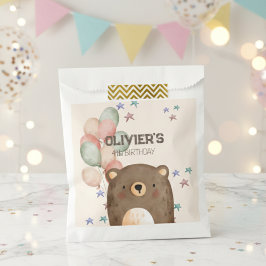 Aquarellbär mit Ballons Geburtstag Günstlingsbeute Geschenktütchen