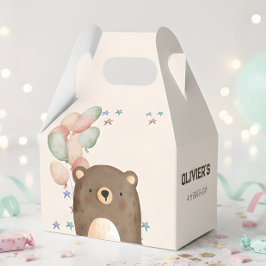 Aquarellbär mit Ballons Geburtstagsgeschenk Geschenkschachtel