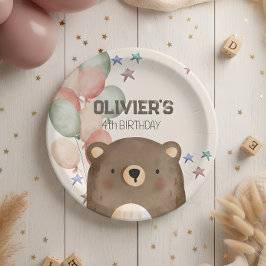 Aquarellbär mit Ballons Geburtstagsschild Pappteller