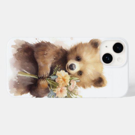 Aquarellbär mit Bouquet Case-Mate iPhone Hülle (Rückseite (Horizontal))