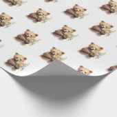 Aquarellbär mit Bouquet Geschenkpapier (Ecke)