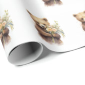 Aquarellbär mit Bouquet Geschenkpapier (Rolleneckpunkt)