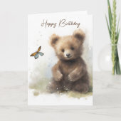 Aquarellbär mit Schmetterling Karte (Vorderseite)