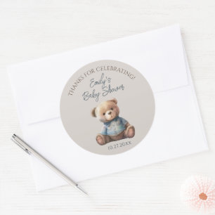 Aquarellbär Moderne Braun Babydusche Runder Aufkleber