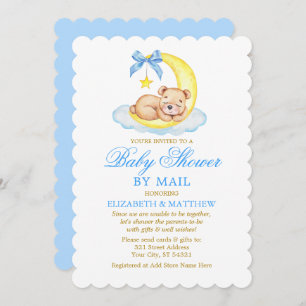 Aquarellbär Moon Blue Gold Dusche von Mail Einladung