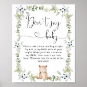 Aquarellbär Nicht sagen Babydusche Poster (Vorne)