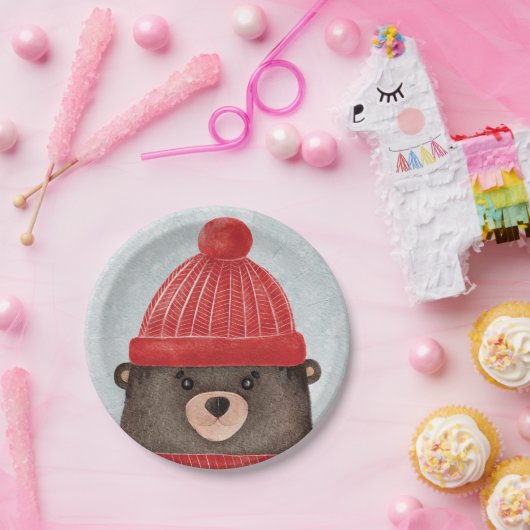 Aquarellbär niedlich. Weihnachtswaldtier Pappteller (Party)