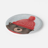 Aquarellbär niedlich. Weihnachtswaldtier Pappteller (Schrägansicht)