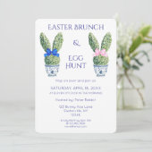 Aquarellbär Ostern Brunch und Eierjagd Einladung (Stehend Vorderseite)