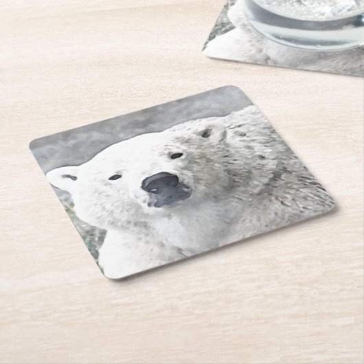 Aquarellbär Rechteckiger Pappuntersetzer (angewinkelt)