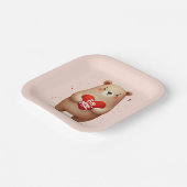 Aquarellbär Rotes Herz xo Valentinus Party Pappteller (Gewinkelt)