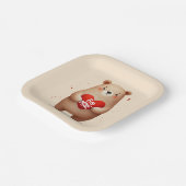 Aquarellbär Rotes Herz xo Valentinus Party Pappteller (Gewinkelt)