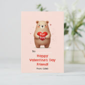 Aquarellbär Rotes Herz xoxo Valentinstag Einladung (Stehend Vorderseite)