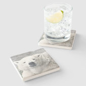 Aquarellbär Steinuntersetzer (Seitenansicht)