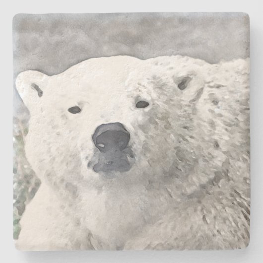 Aquarellbär Steinuntersetzer (Vorderseite)