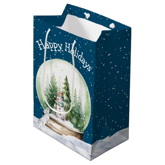 Aquarellbär und Schneemann Mittlere Geschenktüte