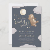 Aquarellbär wir können frühzeitig abwarten Babydus Einladung (Vorderseite)