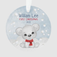 Aquarellbärchen Baby 1. Weihnachten