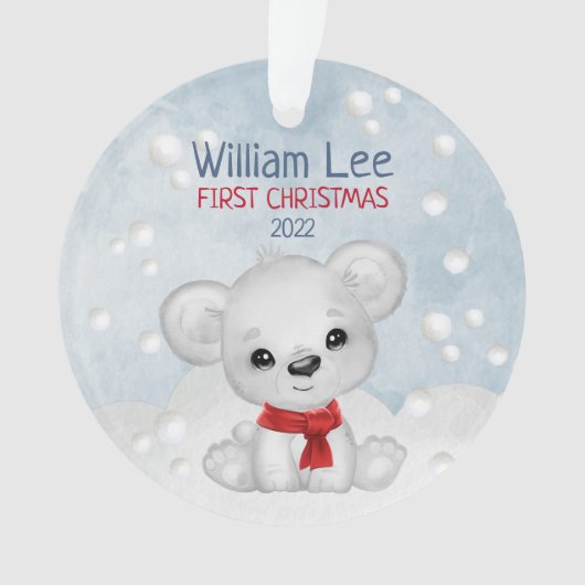 Aquarellbärchen Baby 1. Weihnachten Ornament (Vorderseite)