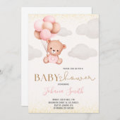 Aquarellbären Balloons Kinderdusche Einladung (Vorne/Hinten)