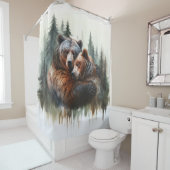 Aquarellbären & Bäume Rustikale Wildnis Duschvorhang (Beispiel)