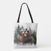 Aquarellbären & Bäume Rustikale Wildnis Tasche (Rückseite)