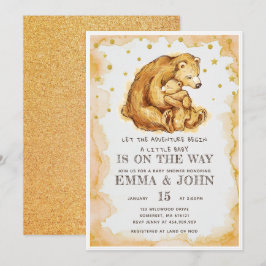 Aquarellbären-Glitzer Kinderdusche Einladung