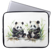 Aquarellbären mit Bambus Laptopschutzhülle (Vorderseite)