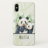 Aquarellbären Panda Bears Mama & Baby in Bamboo Case-Mate iPhone Hülle (Rückseite)