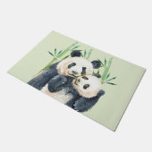 Aquarellbären Panda Bears Mama & Baby in Bamboo Fußmatte (Schrägansicht)